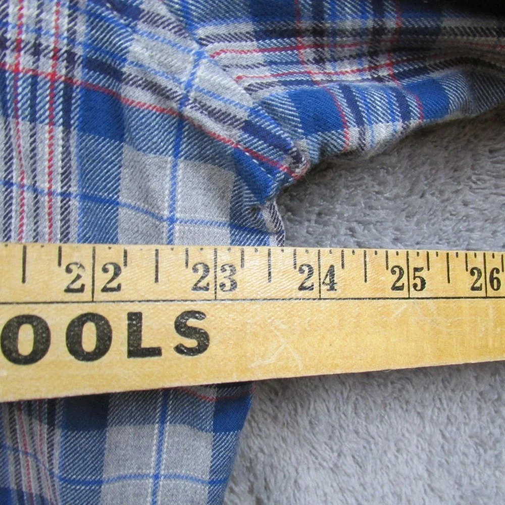 Banana Republic Flannel Shirt Mens XL Blue Gray Plaid Luxe Slim‎ Fit Button Down